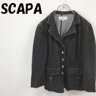 スキャパ(SCAPA)の【人気】スキャパ コットンジャケット 長袖 ブラック サイズ42 レディース(テーラードジャケット)