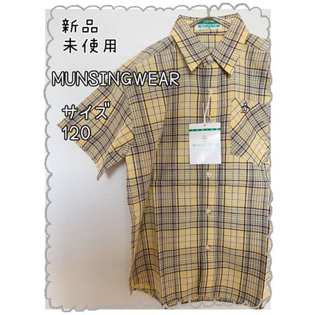 【新品☆未使用】MUNSHINGWEAR 半袖 シャツ チェック柄 キッズ/ベビー/マタニティのキッズ服男の子用(90cm~)(Tシャツ/カットソー)の商品写真