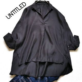 アンタイトル(UNTITLED)のUNTITLED　長袖シャツ　スキッパー　とろみシャツ　黒　日本製(シャツ/ブラウス(長袖/七分))