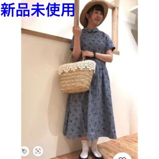 サマンサモスモス(SM2)のTSUHARU by Samansa Mos2 リネン ドット花柄刺繍ワンピース(ロングワンピース/マキシワンピース)