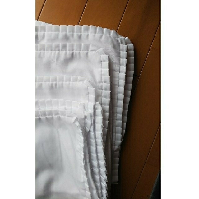 昭和レトロ 座布団カバー 白 5枚組 フリル付き 新品 未使用 美品 日本