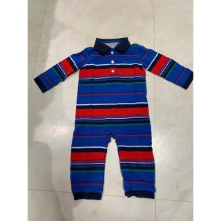 トミーヒルフィガー(TOMMY HILFIGER)のトミーヒルガー　ロンパース  男の子　ボーイ　ポロシャツ　美品　　ボーダー(ロンパース)