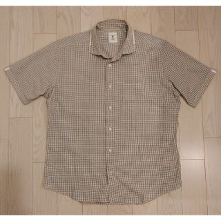 美品★HEMD★シャツ　チェックシャツ 半袖シャツ★L★グレー　グレージュ(シャツ)