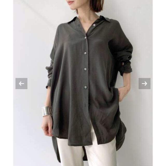 L'Appartement DEUXIEME CLASSE(アパルトモンドゥーズィエムクラス)の【Col Pierrot /コル ピエロ】2Way Shirts  カーキ レディースのトップス(シャツ/ブラウス(長袖/七分))の商品写真