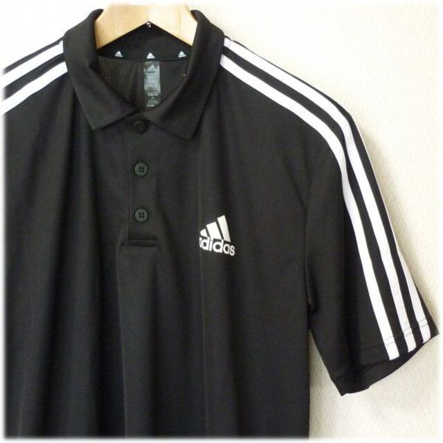 adidas(アディダス)の新品◆3XO(4XL)アディダス黒3st AEROREADYポロシャツ メンズのトップス(ポロシャツ)の商品写真