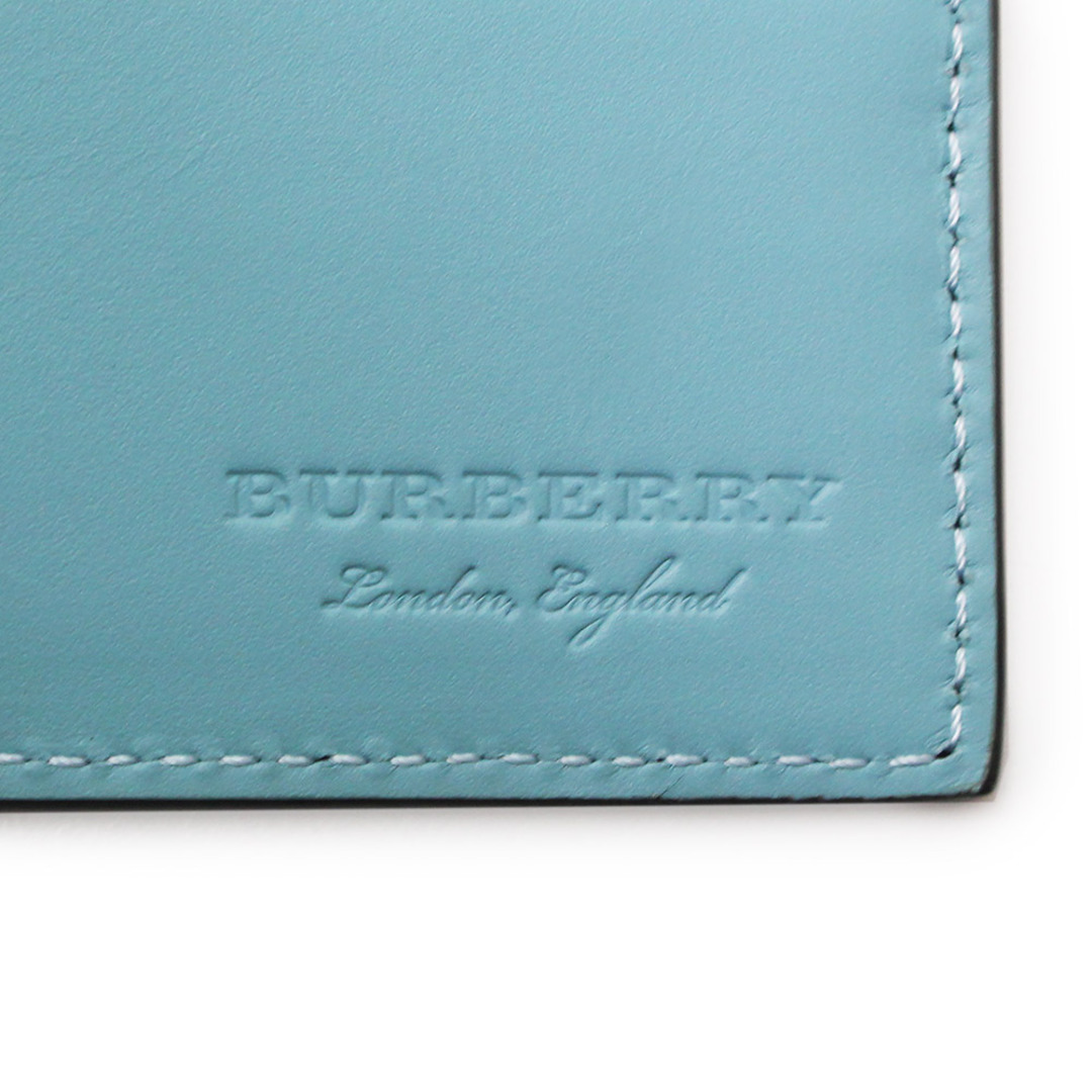 バーバリー カーフスキン 二つ折り財布 ストライプ ブルー 青（未使用　展示品）