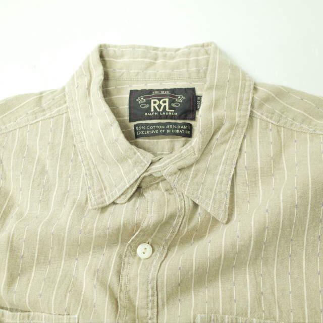 希少】RRL BLACK STRIPE SHIRT チンストラップ ストライプ