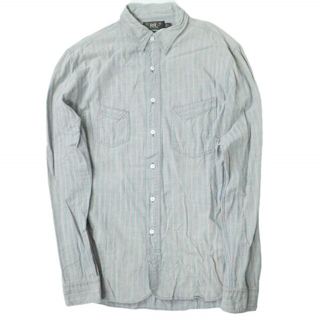 約47cm身幅RRL COTTON STRIPE WORK SHIRTS ストライプシャツ S