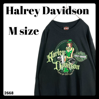ハーレーダビッドソン(Harley Davidson)のハーレーダビッドソン ハーレークイーン 長袖Tシャツ ロンT 黒 緑 Mサイズ(Tシャツ/カットソー(七分/長袖))