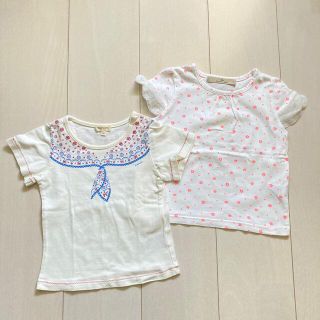 グローバルワーク(GLOBAL WORK)の《グローバルワーク他》Tシャツ　２枚セット　オレンジ花柄＆セーラー風　90(Tシャツ/カットソー)