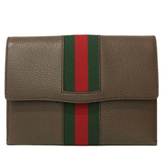 グッチ(Gucci)のグッチ トーテム ウェブ レザー ポートフォリオ シェリーライン 489619 クラッチ セカンド バッグ  ブラウン（新品・未使用品）(クラッチバッグ)