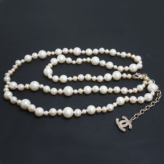 CHANEL - シャネル パール ベルト ココマーク ホワイト ゴールド(美品