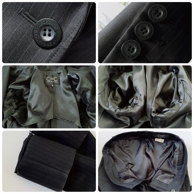 クードシャンス 38 スーツ セットアップ パンツ 黒 ブラック シルク 日本製