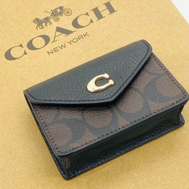 COACH コーチ 名刺入れ カードケース シグネチャー ブラウンブラック