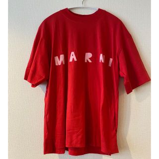 マルニ(Marni)の美品MARNIマルニロゴカットソー36赤(Tシャツ(半袖/袖なし))