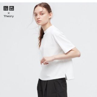 ユニクロ(UNIQLO)のMサイズユニクロセオリーコラボ エアリズムコットンモックネックT半袖ホワイト(Tシャツ(半袖/袖なし))