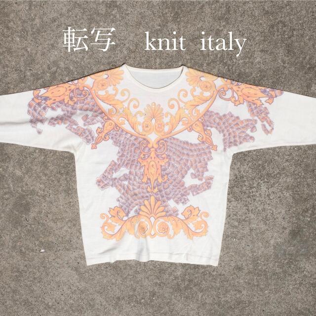 s 転写 knit ニット セーター 長袖 イタリ製   ニット/セーター