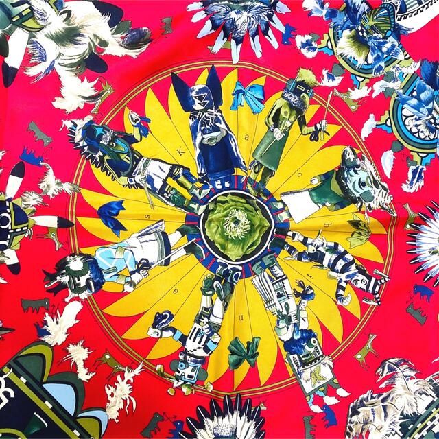 ☆エルメス☆ カレ90 kachinas スカーフ マルチカラー ☆エルメス☆ カレ90 kachinas スカーフ マルチカラー