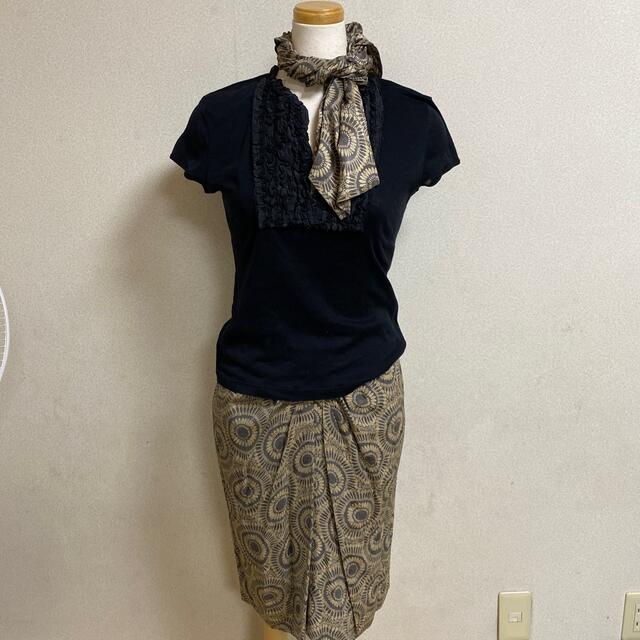 ANNE KLEIN(アンクライン)のアンクラインシルクスカーフ付きスカート レディースのスカート(ひざ丈スカート)の商品写真