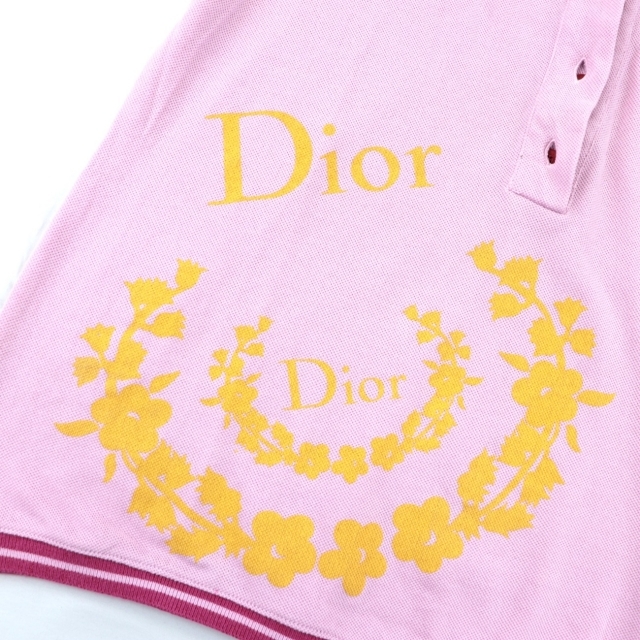 Christian Dior(クリスチャンディオール)の美品 クリスチャンディオール ロゴ刺繍 ポロシャツ レディース ピンク 38 レディースのトップス(ポロシャツ)の商品写真