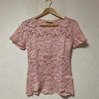 パナマボーイ(PANAMA BOY)のピンク　レース　Tシャツ　古着　used  vintage (Tシャツ(半袖/袖なし))
