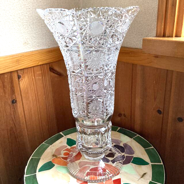 BOHEMIA Cristal(ボヘミア クリスタル)のボヘミアングラス クリスタルフラワーベース 花瓶 インテリア/住まい/日用品のインテリア小物(花瓶)の商品写真