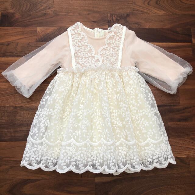 ワンピース ベビー服 記念日に♡ チュールドレス キッズ/ベビー/マタニティのキッズ服女の子用(90cm~)(ドレス/フォーマル)の商品写真