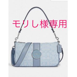 コーチ(COACH)のロニー バゲット シグネチャー ジャカード シルバー／マーブル　ブルー(ショルダーバッグ)