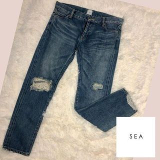 シー(SEA)の【美品】SEA VINTAGE 875 花柄　ダメージ　デニム　ジーンズ(デニム/ジーンズ)