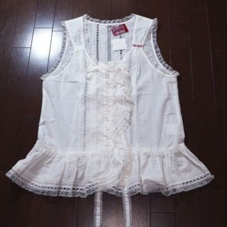 ピンクハウス(PINK HOUSE)のピンクハウス♡新品・未使用♡レースのフリルデザイン　綿ローンのキャミソールベスト(キャミソール)