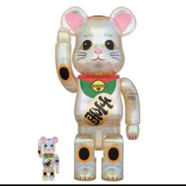 その他BE@RBRICK 招き猫 透明メッキ 100％ 400%