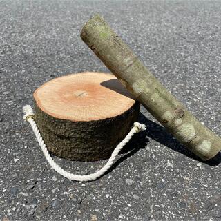 樫の木　薪割り台セット(テーブル/チェア)