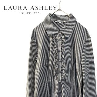 ローラアシュレイ(LAURA ASHLEY)のローラアシュレイ LAURA ASHLEYフリル ストライプ ブラウス 11号(シャツ/ブラウス(長袖/七分))