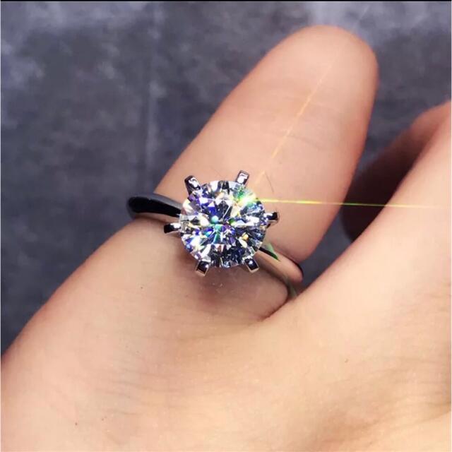 【新品未使用】2ct 18k ビッグジルコニアリング 18KRGP刻印 18号 レディースのアクセサリー(リング(指輪))の商品写真