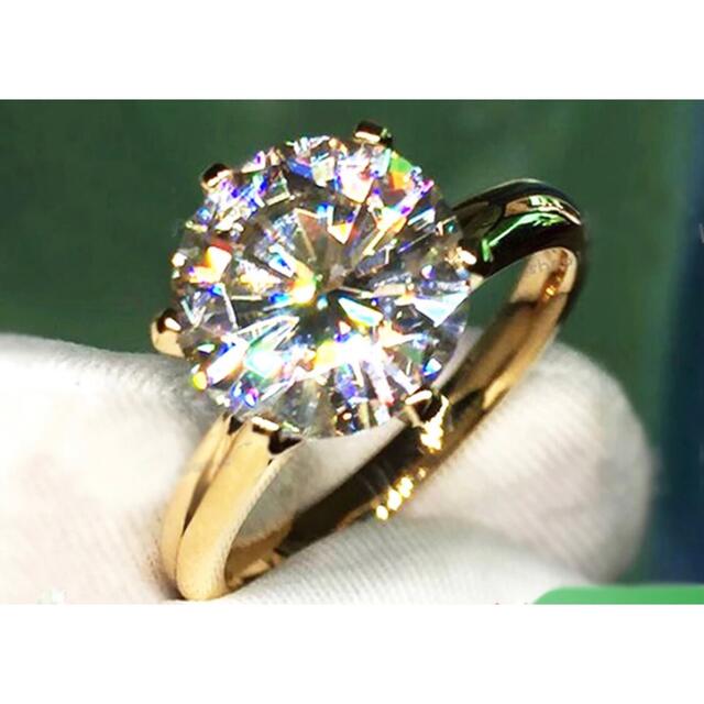 【新品未使用】2ct 18k ビッグジルコニアリング 18KRGP刻印 18号 レディースのアクセサリー(リング(指輪))の商品写真