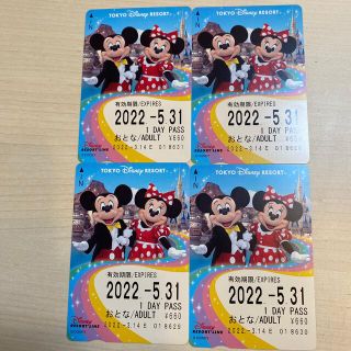 ディズニー(Disney)のディズニーリゾートライン　１DAY PASS ４枚　5月31日まで(遊園地/テーマパーク)