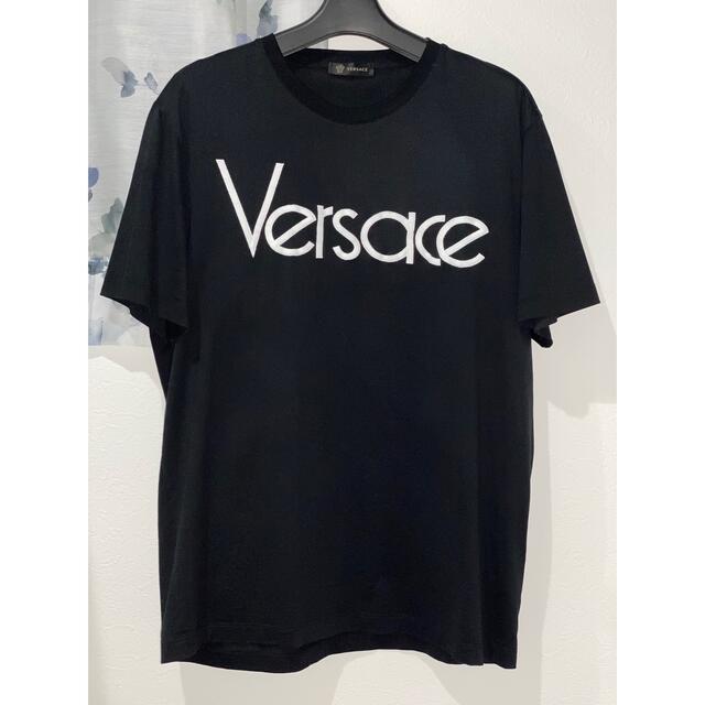 メンズGIANNI VERSACE ロゴ 刺繍 Tシャツ Sサイズ ブラック