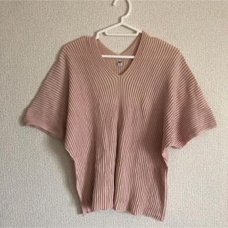 ユニクロ(UNIQLO)のユニクロ　半袖リブニットカットソー　XLサイズ　リブ素材　綿100% 美品(カットソー(半袖/袖なし))