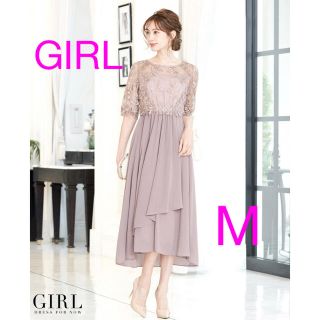 ガール(GIRL)のGIRL 花柄レースドレス パーティドレス M 美品(ミディアムドレス)