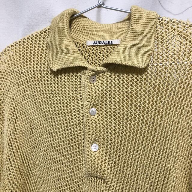 【最終値下】オーラリー FLAT YARN MESH KNIT POLO