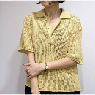 オーラリー(AURALEE)のAURALEE 19SS FLAT YARN MESH KNIT POLO(カットソー(半袖/袖なし))