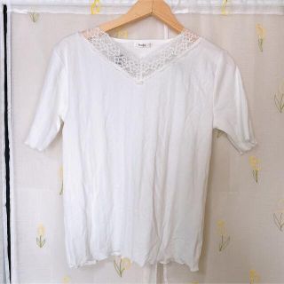 シマムラ(しまむら)のプチプラのあや トップス カットソー ブラウス 白 Lサイズ(Tシャツ(半袖/袖なし))