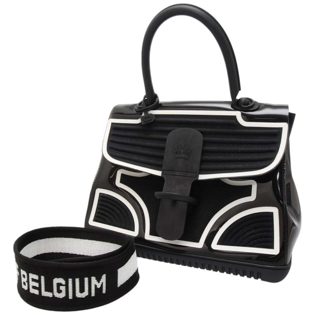 デルボー ハンドバッグ ブリヨンMM チャンピオン Delvaux バッグ 2wayショルダー 黒 ブラック ホワイト