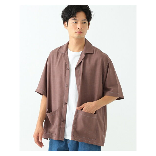 BEAMS(ビームス)の【BROWN】【M】BEAMS HEART / ステッチ オープンカラー ビッグシャツ メンズのトップス(シャツ)の商品写真