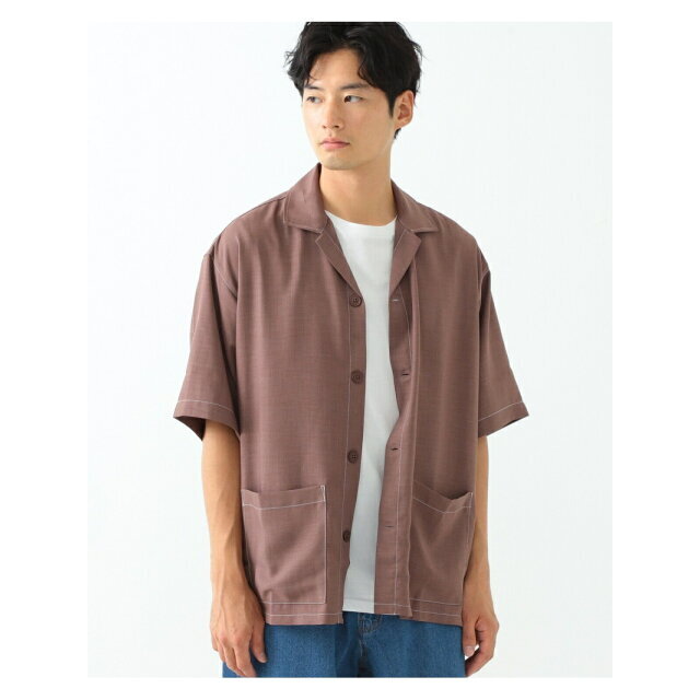 BEAMS(ビームス)の【BROWN】【M】BEAMS HEART / ステッチ オープンカラー ビッグシャツ メンズのトップス(シャツ)の商品写真