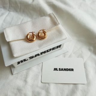 【訳有】JIL SANDER ジルサンダー リング フープピアス 金 ゴールド