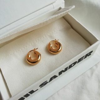 訳有】JIL SANDER◇ジルサンダー リング フープピアス 金 ゴールド-