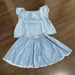 ザラキッズ(ZARA KIDS)のZARA kids ⭐︎ デニム風 カットソー＆スカートセット ⭐︎ 128cm(ワンピース)