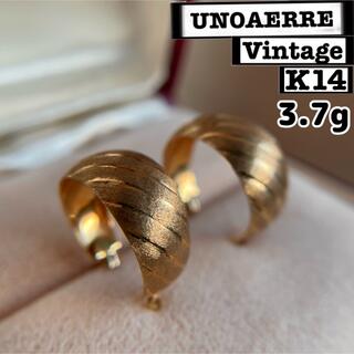 ウノアエレ(UNOAERRE)のUNOAERRE K14 vintage アンティーク　極太　フープピアス　金(ピアス)