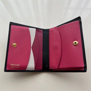 PRADA - プラダ サフィアーノマルチカラー 財布 ブラック/ピンクの通販